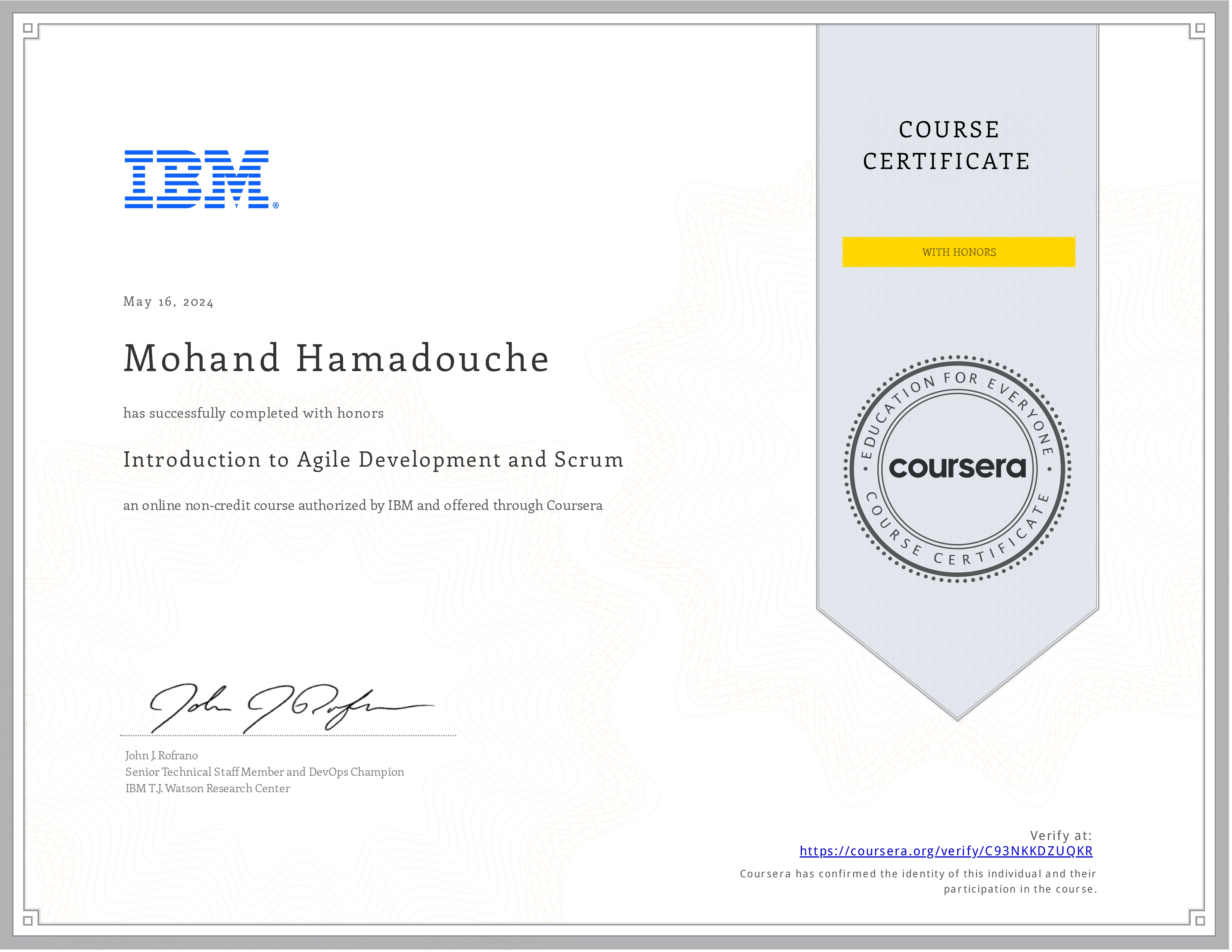 Coursera C93NKKDZUQKR